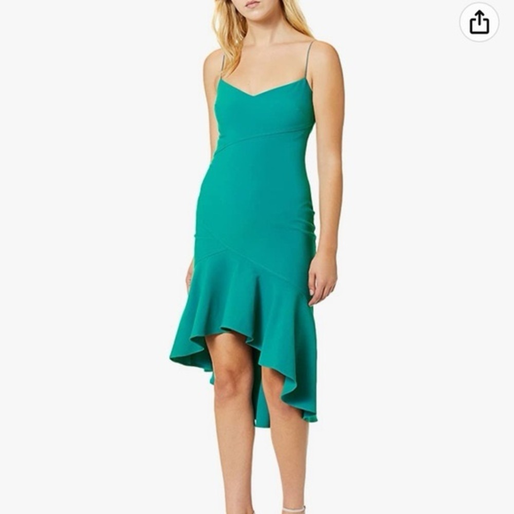 Likely OPHELIA DRESS Ruffle Asymmetrical Hem Bodycon Spaghetti Strap Sz 4